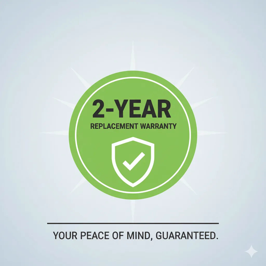 2-year replacement warranty included